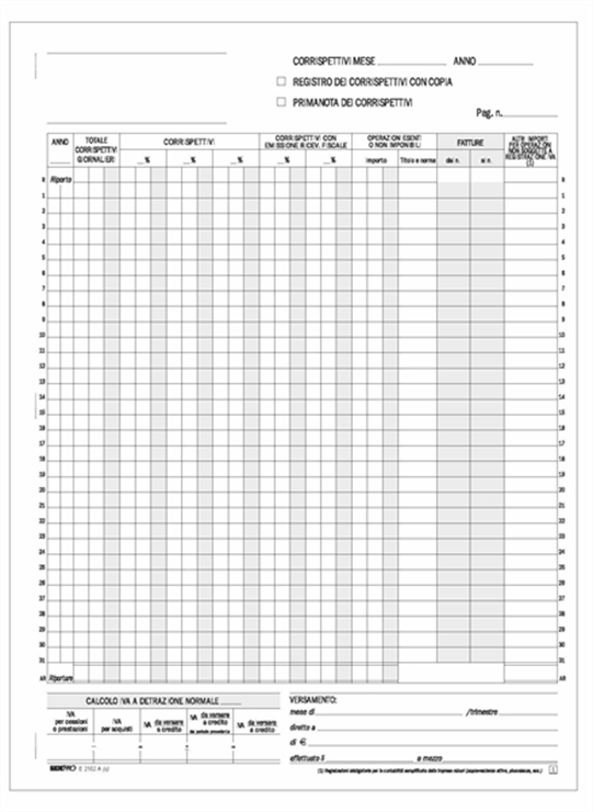 E2102A Registro prima nota IVA corrispettivi autoricalcante pagg. 25x2  EDIPRO - Soluzione Ufficio