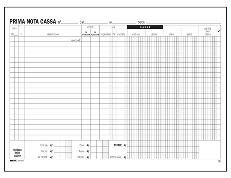 Zetaufficio shop. Blocco prima nota cassa 22x29,7 100 fogli uso mano